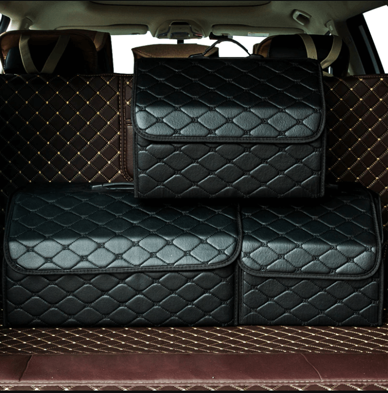 Premium Sammenleggbar Bil Bagasjerom Organizer i PU-skinn