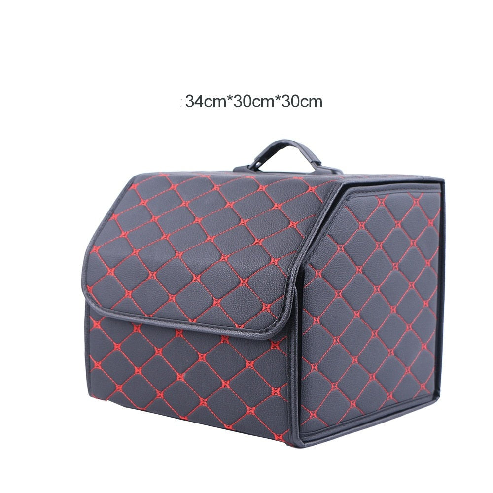 Premium Sammenleggbar Bil Bagasjerom Organizer i PU-skinn