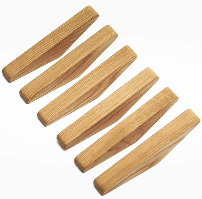 Minimalistiske Vægkroge i Træ 6 Stk. med Afrundet Design