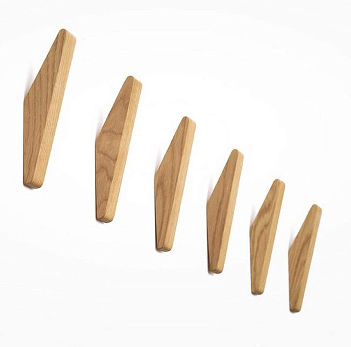 Minimalistiske Vægkroge i Træ 6 Stk. med Afrundet Design