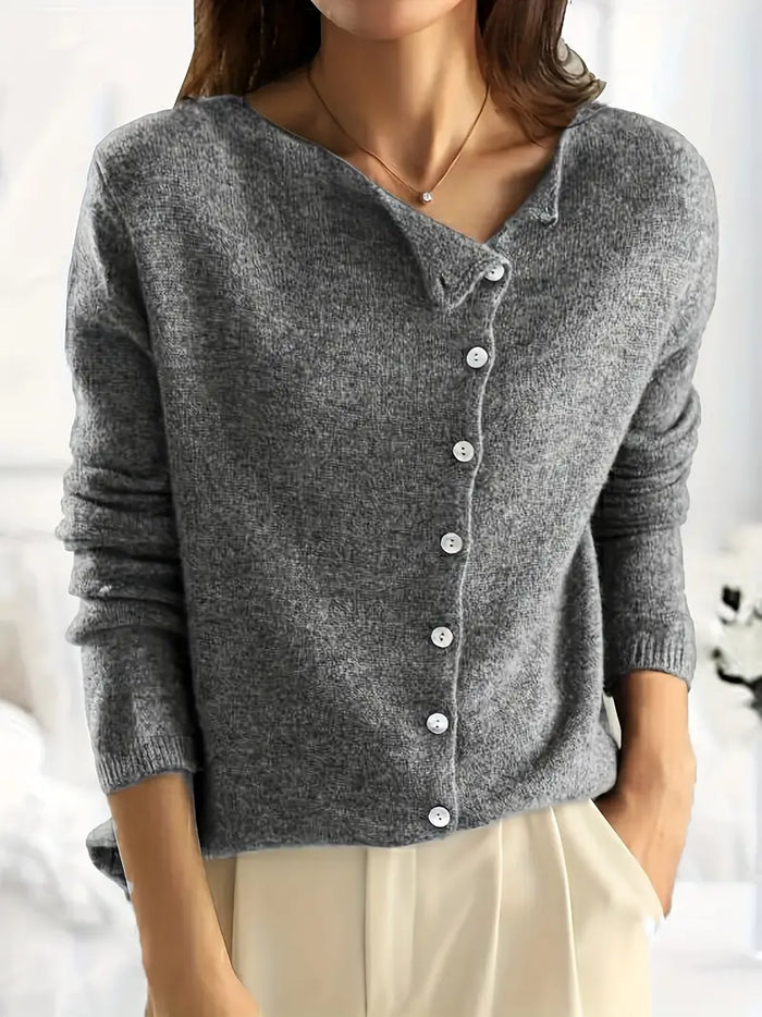 Damen-Cardigan mit asymmetrischem Verschluss und langen Ärmeln
