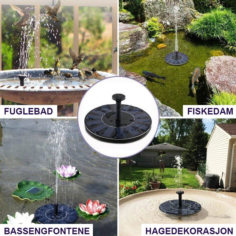 Soldrevet Fontenepumpe | Hagedekorasjon med Lys - Solenergi