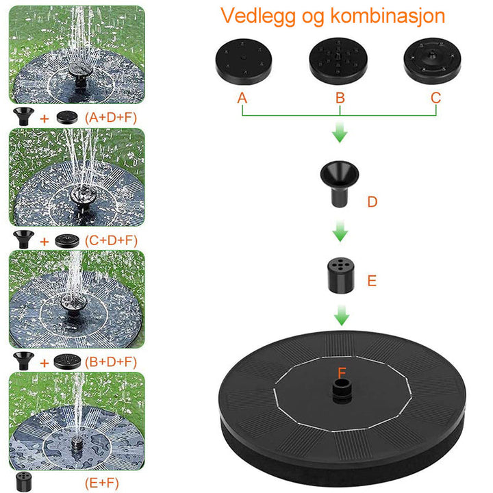 Soldrevet Fontenepumpe | Hagedekorasjon med Lys - Solenergi