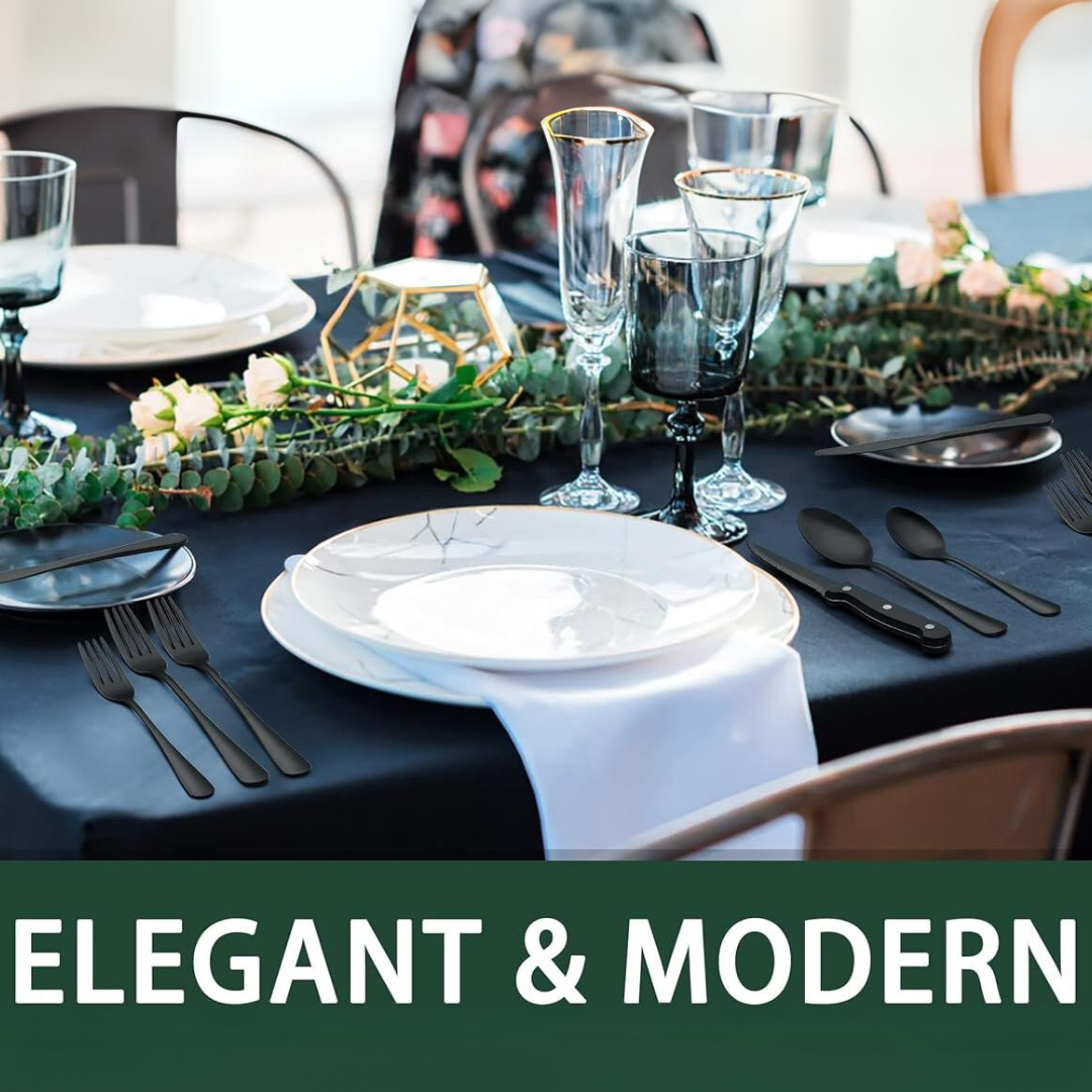 Bestikksett 24 Deler Sort – Moderne Design for 4 Personer