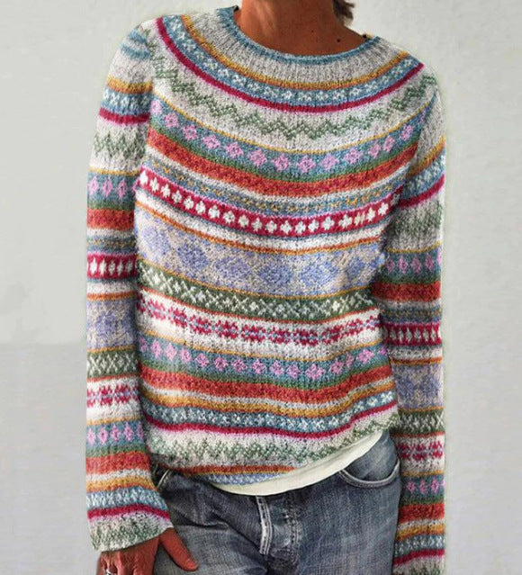 Strikket Collegegenser for Kvinner - Retro Stil