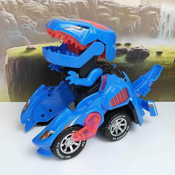 Transformerende Dinosaurbil med LED-lys for Barn