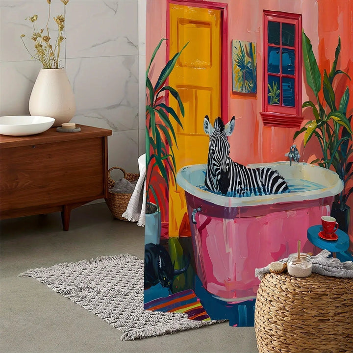 Tropisk Zebra Dusjforheng – Forvandle Baderommet Med Stil