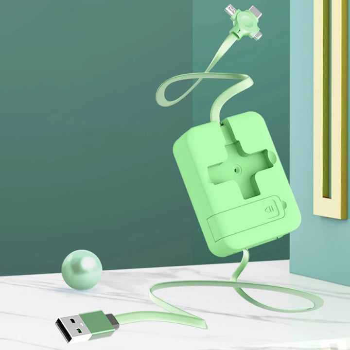Universal 3-i-1 Teleskopisk Ladekabel med Telefonholder