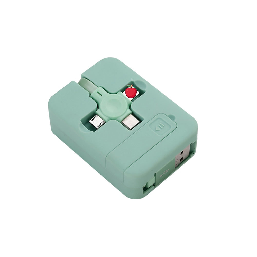 Universal 3-i-1 Teleskopisk Ladekabel med Telefonholder