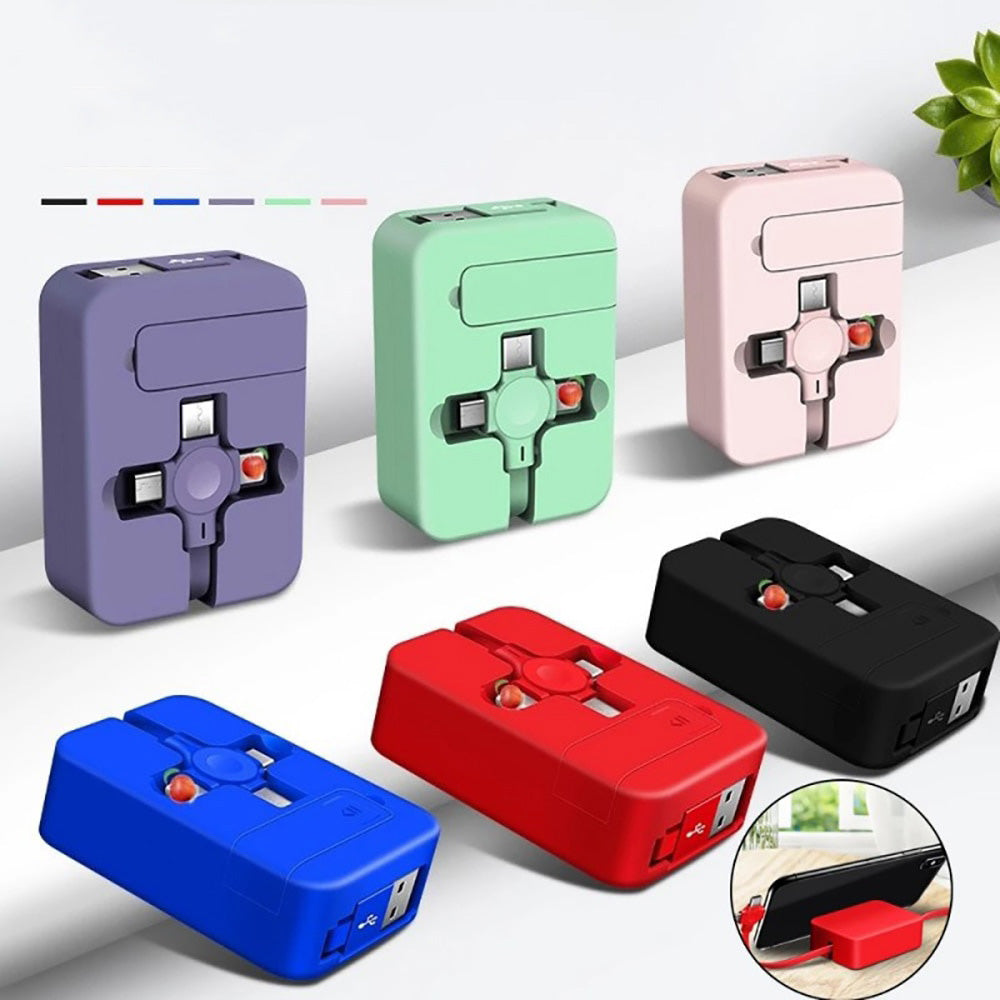 Universal 3-i-1 Teleskopisk Ladekabel med Telefonholder