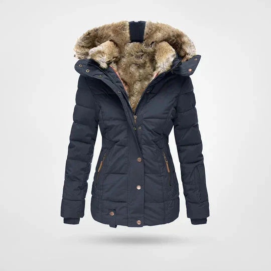 Chaqueta de invierno impermeable para mujer con capucha extraíble