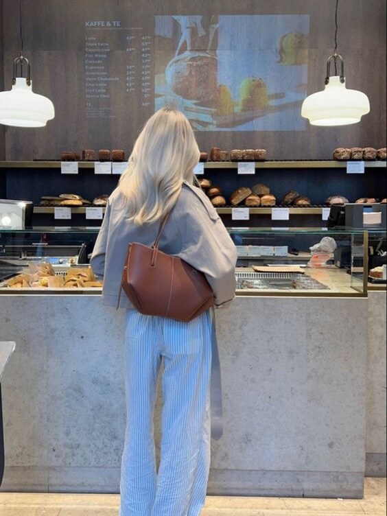Dame Vintage Tote Bag med Sikker Lukning og Skulderremme