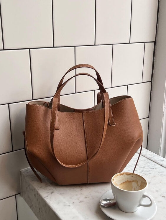 Dame Vintage Tote Bag med Sikker Lukning og Skulderremme