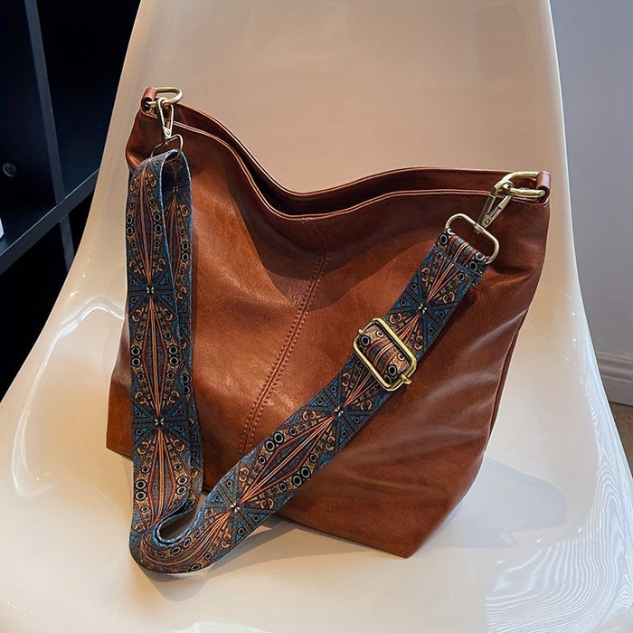 Sac hobo pour femme à bandoulière, avec sangle à motifs et grande capacité